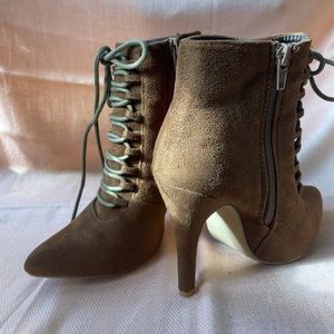 Women suede boots with heels.